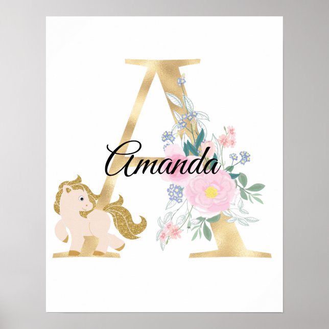 Poster Uma letra com monograma de nome personalizado com  (Frente)