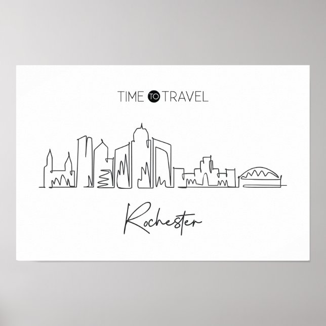 Poster Uma Linha Contínua De Rochester Skyline (Frente)