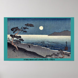 Pôster Uma lua feericamente e uma costa só Ukiyoe