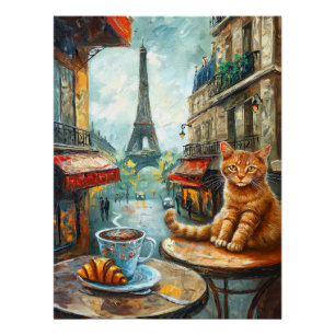 Pôster Uma manhã em Paris   Ginger Cat em um café