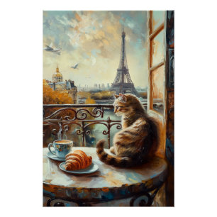 Pôster Uma manhã em Paris   Ginger Cat em um café