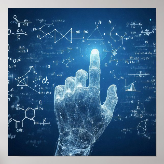 Poster Uma mão humanoide sobreposta a uma ficha (Frente)