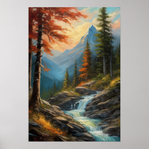 Poster Uma Melodia de Woodland, Cascata Rocky