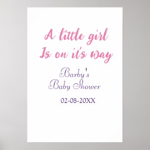 Poster Uma menina a caminho baby shower rosa nome