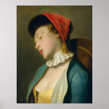 Uma Menina Adormecida - Pietro Rotari Cartaz de Ar