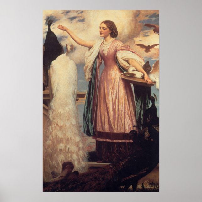 Pôster Uma Menina Alimentando Pavões (Frente)