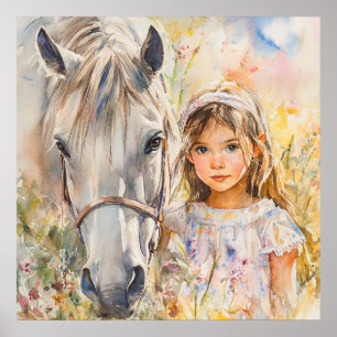 Poster Uma Menina com um Cavalo