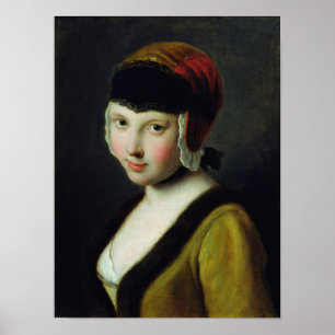 Poster Uma menina com uma máscara preta