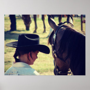 Pôster Uma menina e seu cavalo