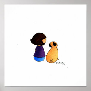 Pôster Uma menina e seu Pug (versão triguenha)