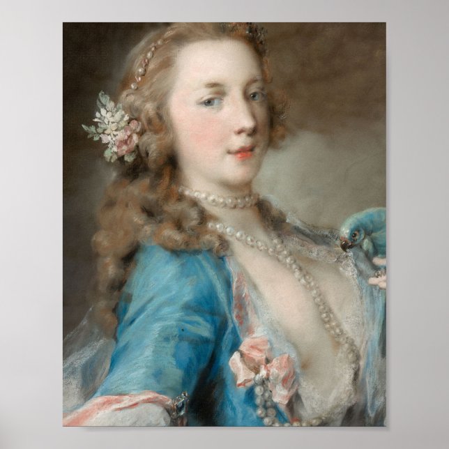 Poster Uma moça jovem com papagaio (por Rosalba Carriera) (Frente)