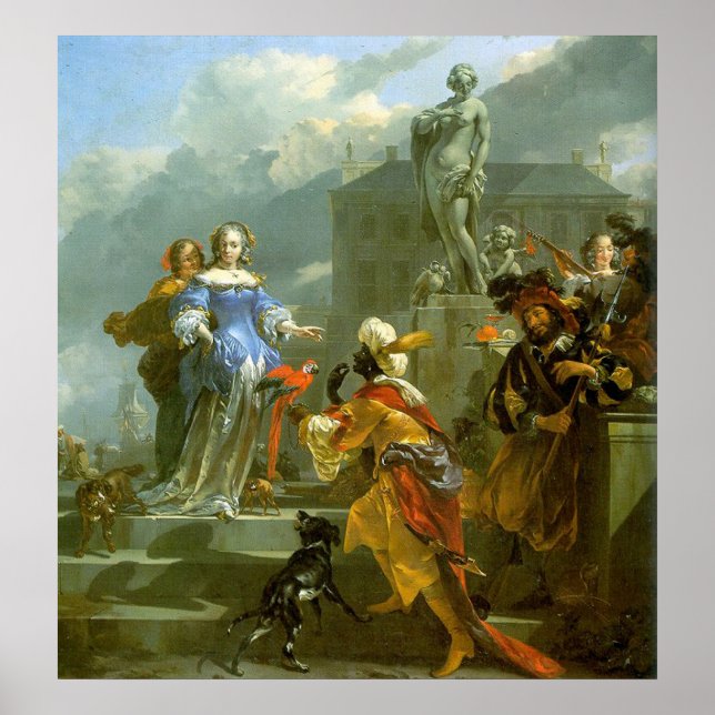 Poster Uma mouro apresentando um papagaio a uma dama (Frente)