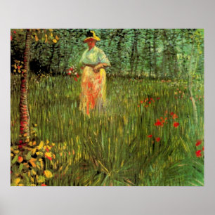 Pôster Uma Mulher Caminhando em um Jardim por Vincent van