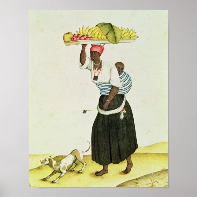 Poster Uma mulher Carregando uma bandeja de Fruta na cabe (Frente)