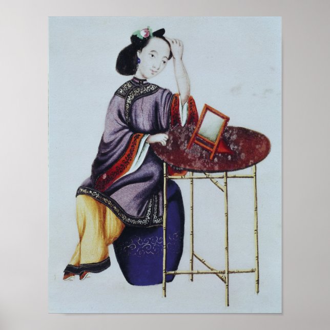 Pôster Uma mulher chinesa arranjando seu cabelo (Frente)