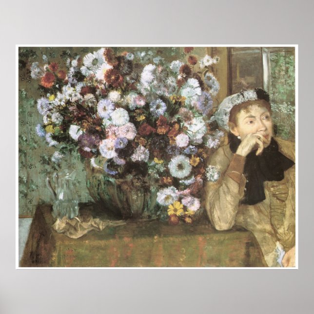 Poster Uma Mulher com Chrysanthemums, Edgar Degas. (Frente)