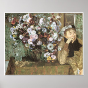 Poster Uma mulher com crisântemos., Edgar Degas