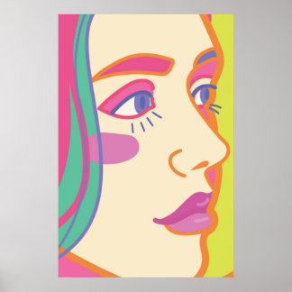 Poster uma mulher com maquiagem brilhante.
