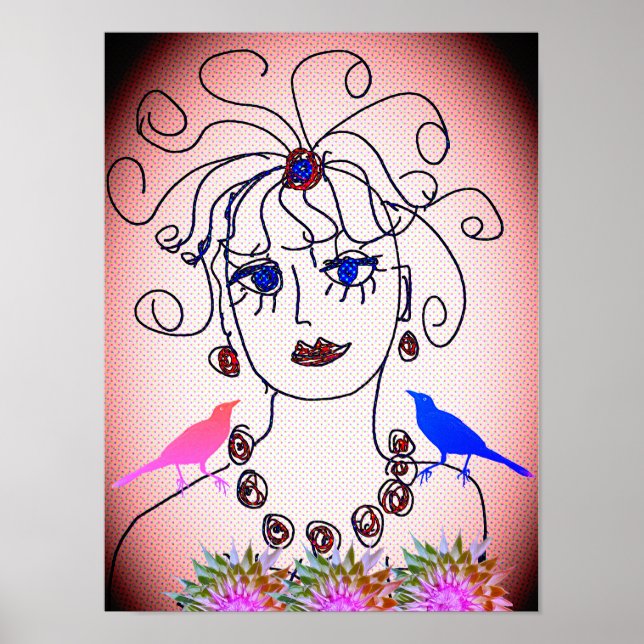 Poster Uma mulher com pássaros (Frente)