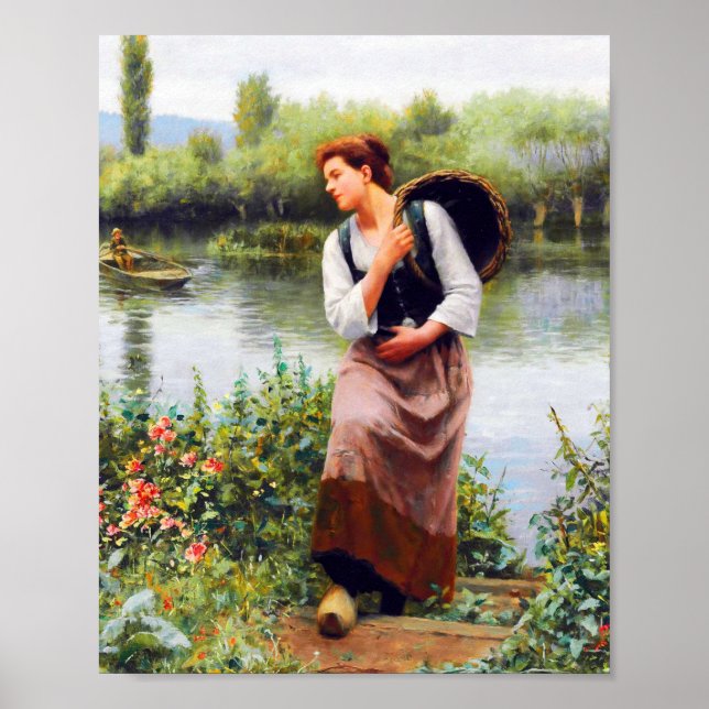 Poster Uma mulher com uma cesta de Daniel Ridgway Knight (Frente)