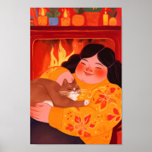 Uma mulher e seu gato