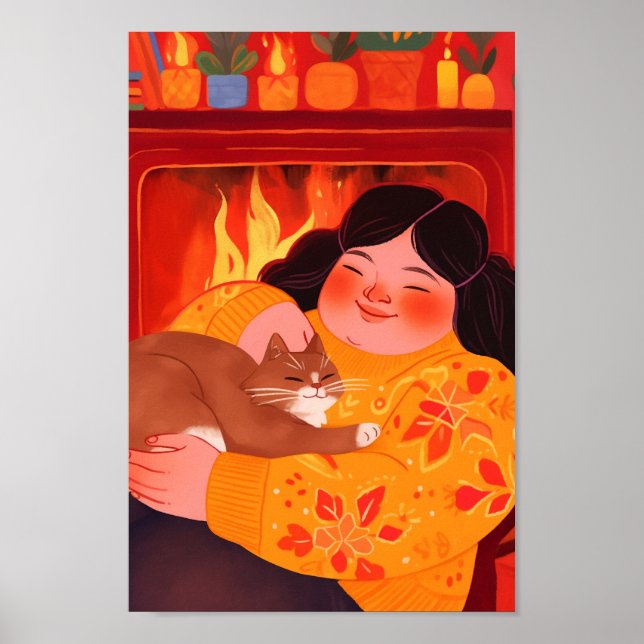 Poster Uma mulher e seu gato (Frente)