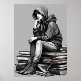 Poster "Uma mulher em vermelho, sozinha"