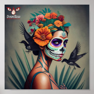 Poster Uma mulher mexicana celebrando o Dia de Los Muerto