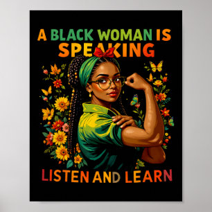 Poster Uma Mulher Negra Está Falando Ouça História Negra 