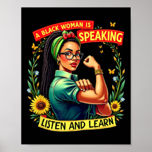 Poster Uma Mulher Negra Está Falando Ouça História Negra 