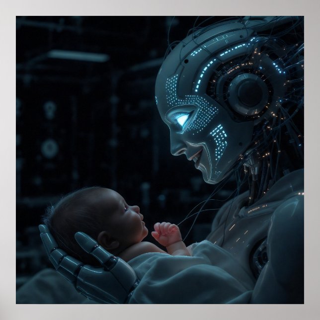 Poster Uma mulher robótica enforcando um bebê (Frente)