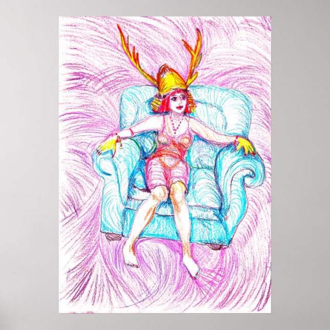 Poster Uma mulher vestindo um capacete samurai (Frente)