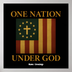 Poster Uma Nação Sob a Bandeira de Deus Patriótica Cristã
