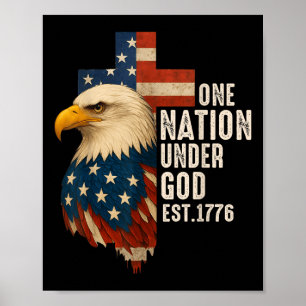 Poster Uma Nação Sob Deus Bandeira 4 De Julho Patriótico