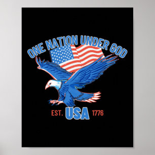 Poster Uma Nação Sob Deus Bandeira Dos EUA 4 De Julho Est