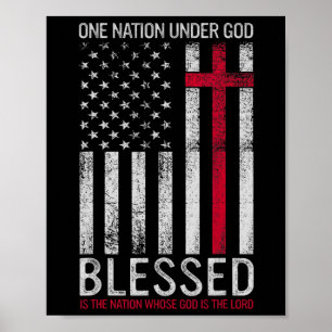 Poster Uma Nação Sob Deus Jesus Abençoou a Bandeira Ameri