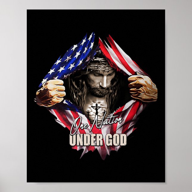 Poster Uma nação sob Deus Jesus Arte-nos Bandeira Christi (Frente)