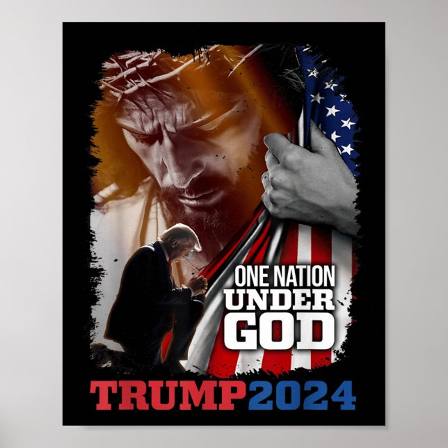 Poster Uma Nação Sob Deus Presidente Trump 2024 América (Frente)