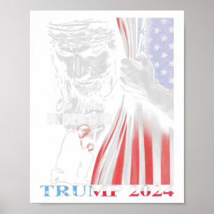 Poster Uma Nação Sob Deus Trump 2024, Bandeira de Deus Am