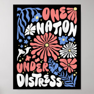 Poster Uma Nação Sob Distress Floral America Flag Chri