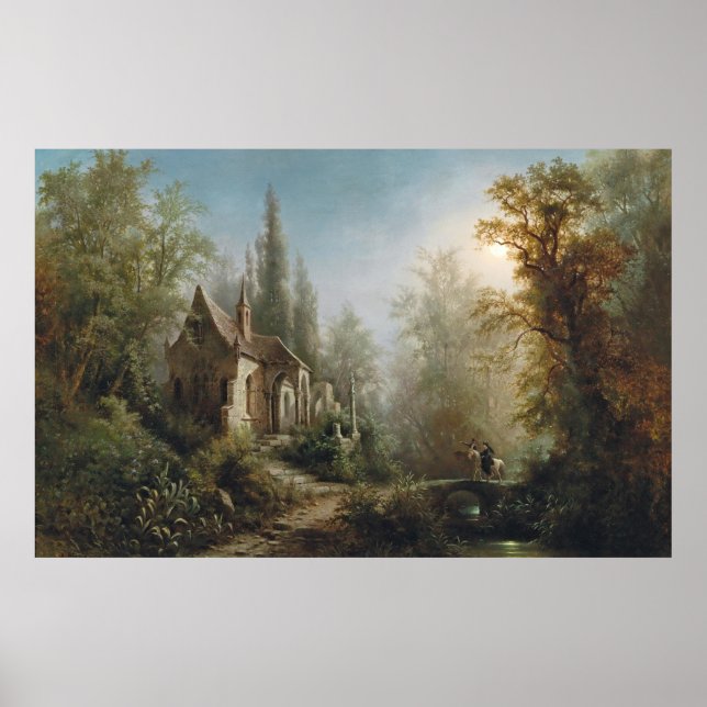Poster Uma Noite Lua Sobre Capela e Cavaleiros - Rieger (Frente)