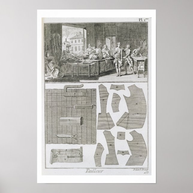 Poster Uma oficina e padrões de alfaiate, da Encycl (Frente)