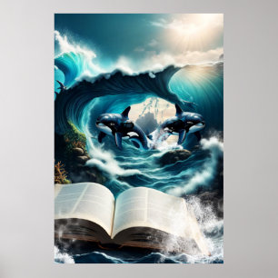 Poster Uma Orca Nadadora na onda.