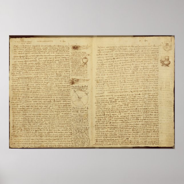 Pôster Uma página do Codex Leicester, 1508-12 (Frente)
