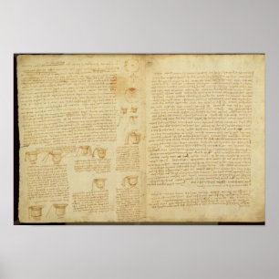 Poster Uma página do códice Leicester, 1508-12