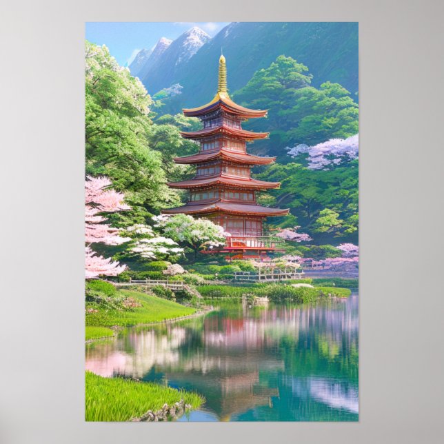 Poster Uma Pagoda de Madeira Majestosa (Frente)