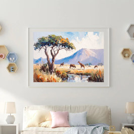 Pôster Uma Paisagem Africana em Luz Dourada