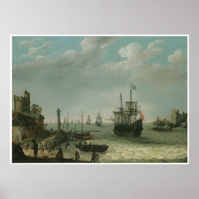 Poster Uma paisagem costeira, Abraham Willaerts (Frente)