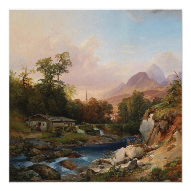 Pôster Uma paisagem de montanha com um Smithy (Frente)