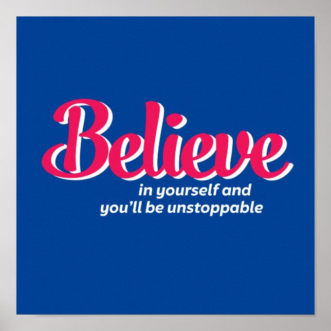 Poster Uma Palavra Que Diz Acreditar Na Citação Inspiraci (Frente)